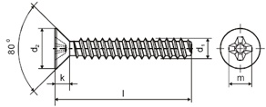 Surub pentru tabla DIN 7982 F