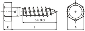 Surub pentru lemn (cap hexagonal) DIN 571