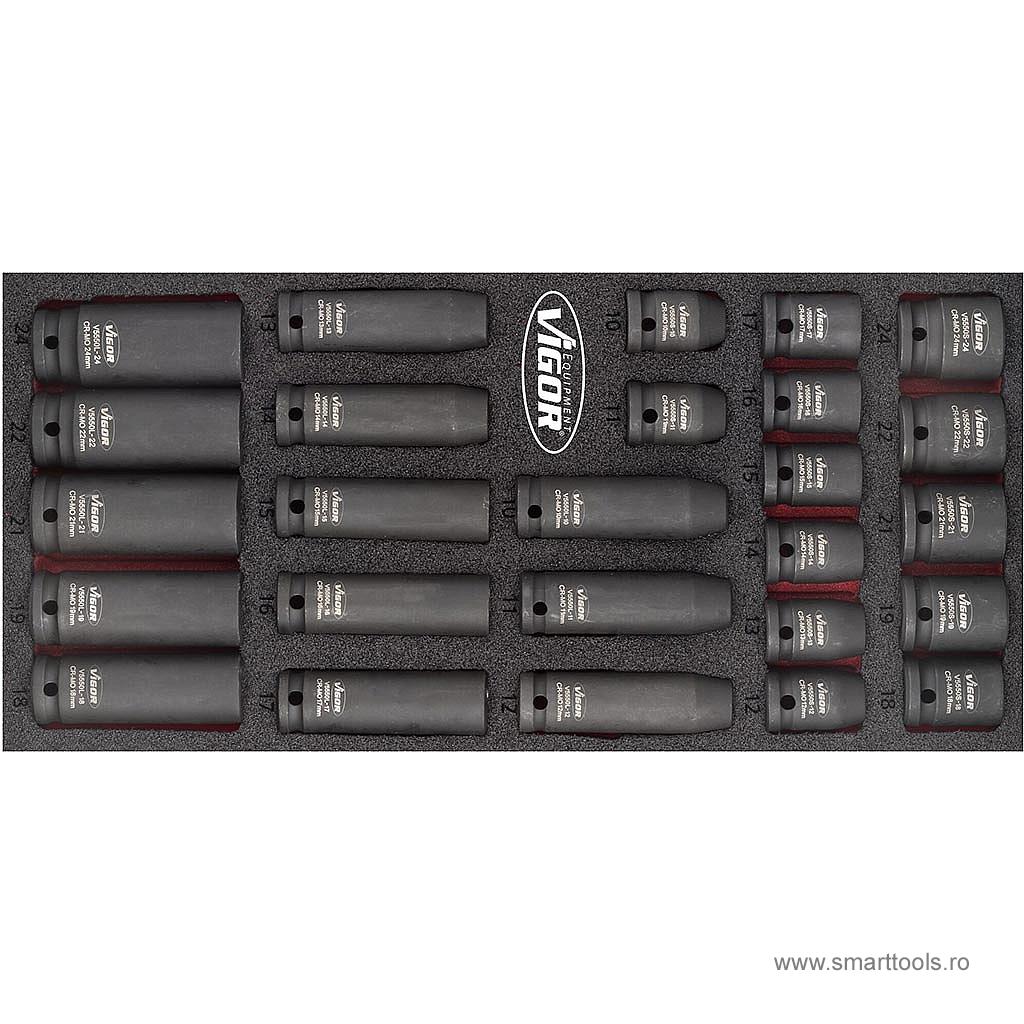 Set de chei tubulare pentru pistol de impact, 26 piese