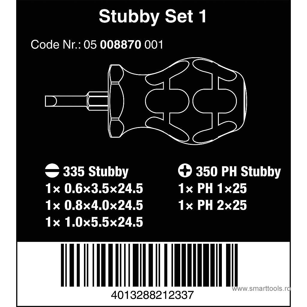 set-surubelnite-stubby-set-1-wera-5-piese