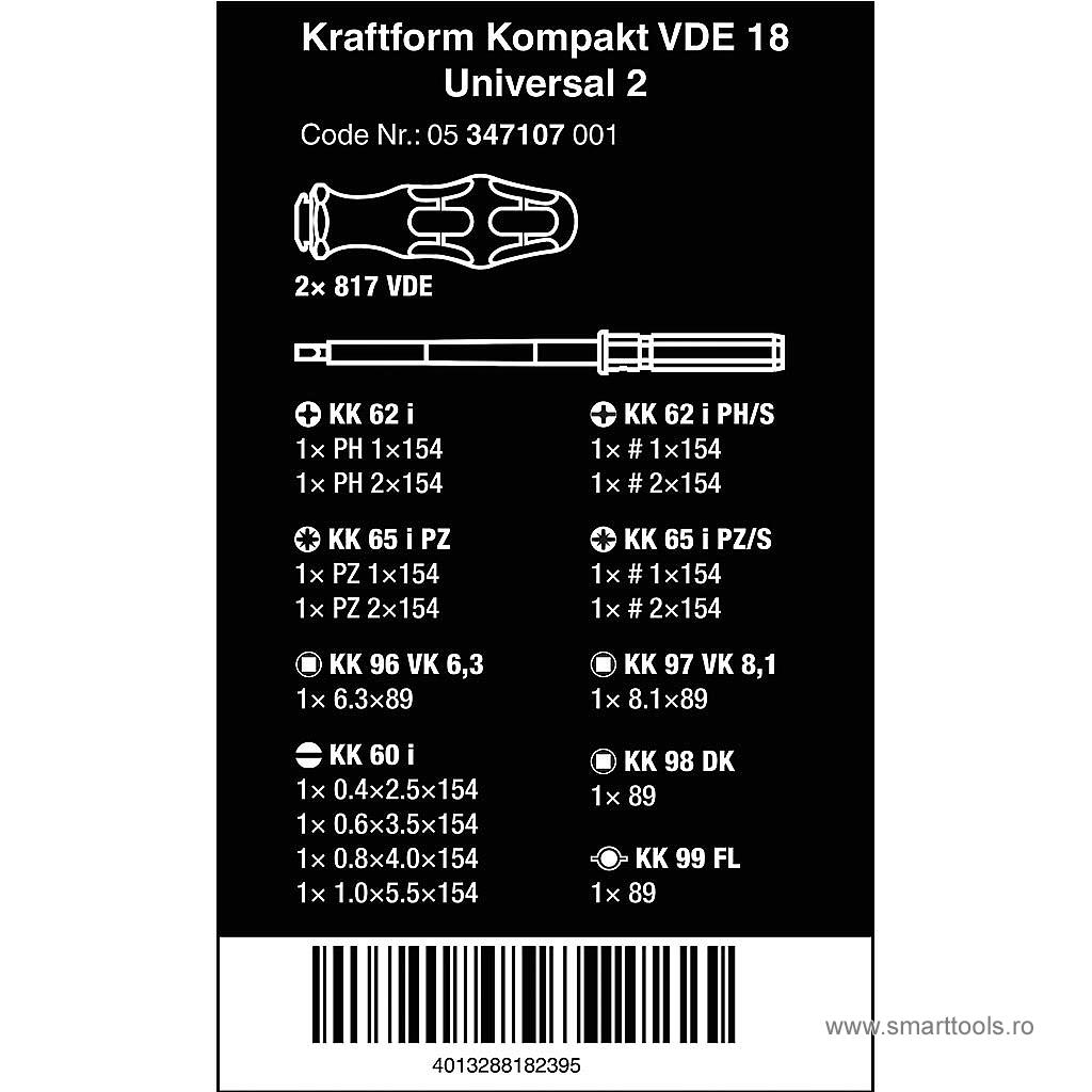 set-surubelnite-kraftform-compact-vde-18-universal-2-18-piese