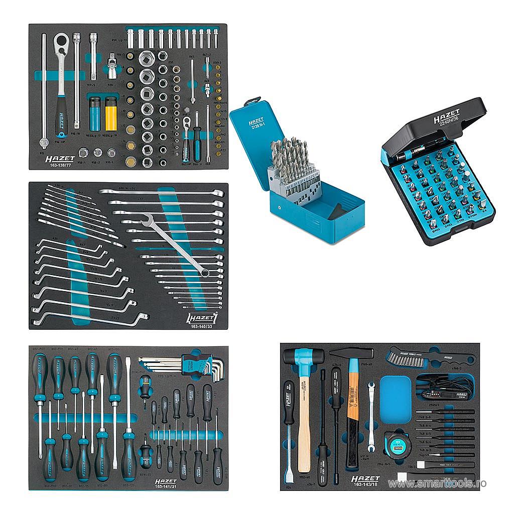 Sortiment de unelte in suport din spuma, 220 piese Hazet