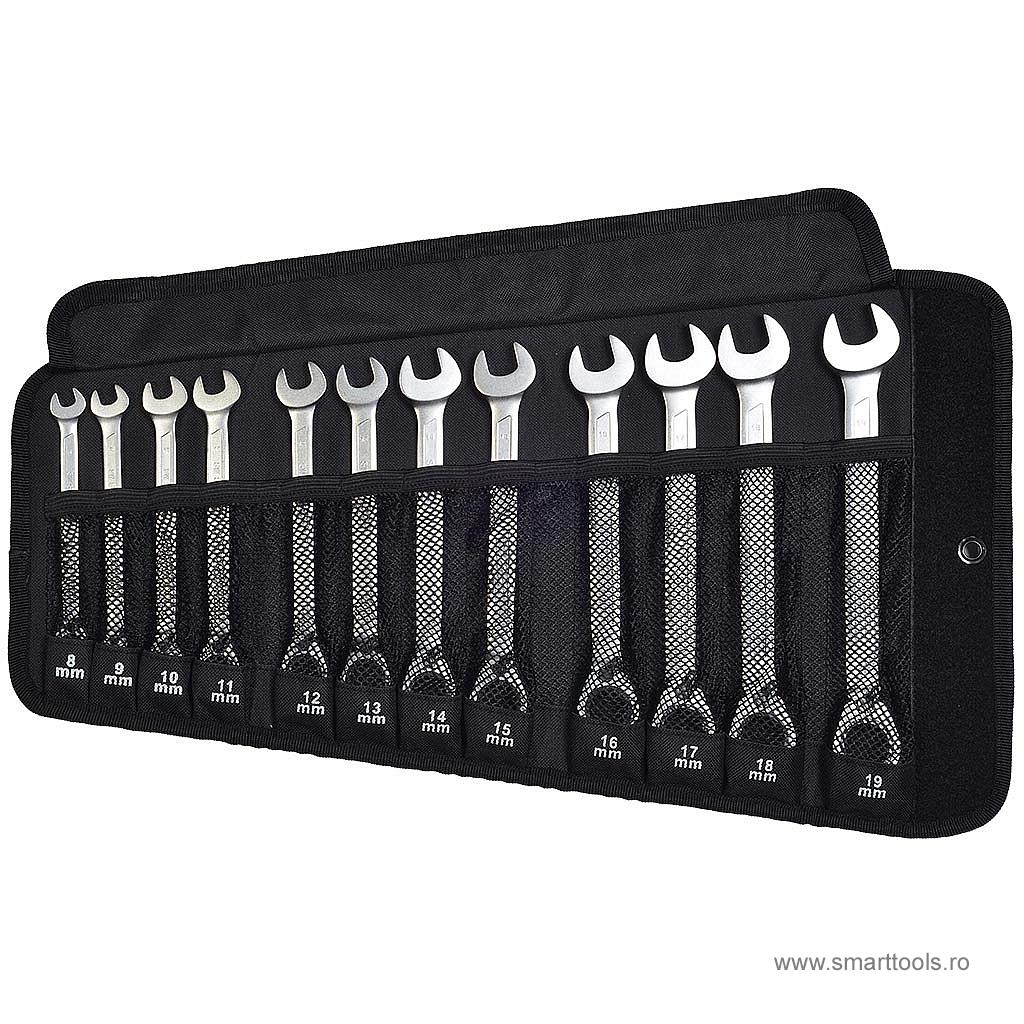 Set chei combinate cu clichet, 8-19 mm, reversibile, 12 piese