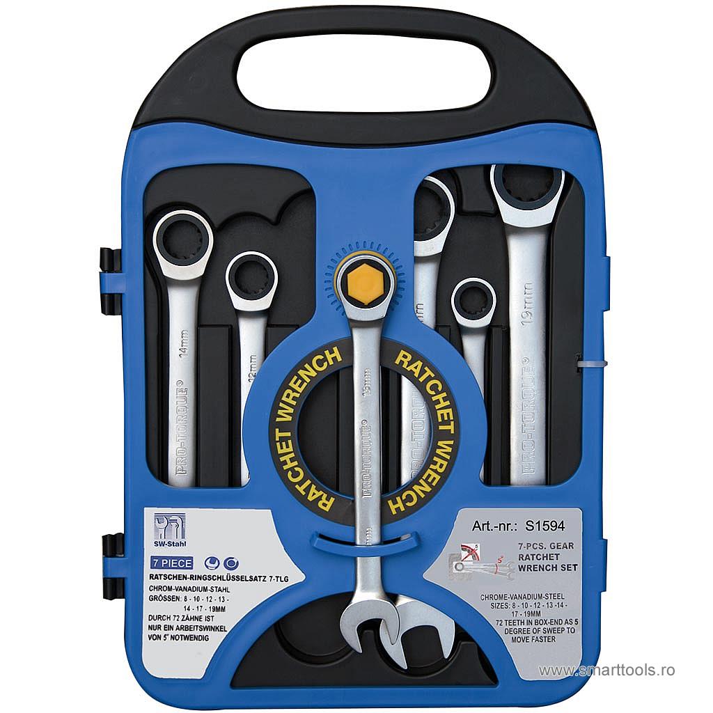 Set chei cu clichet, multi-profil 8-19 mm, 7 piese 